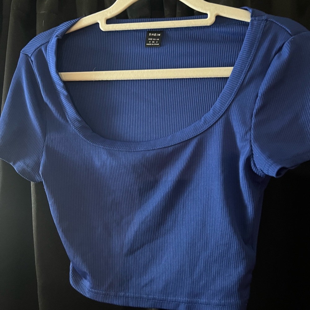 SHEIN Royal Blue Ribbed shirt